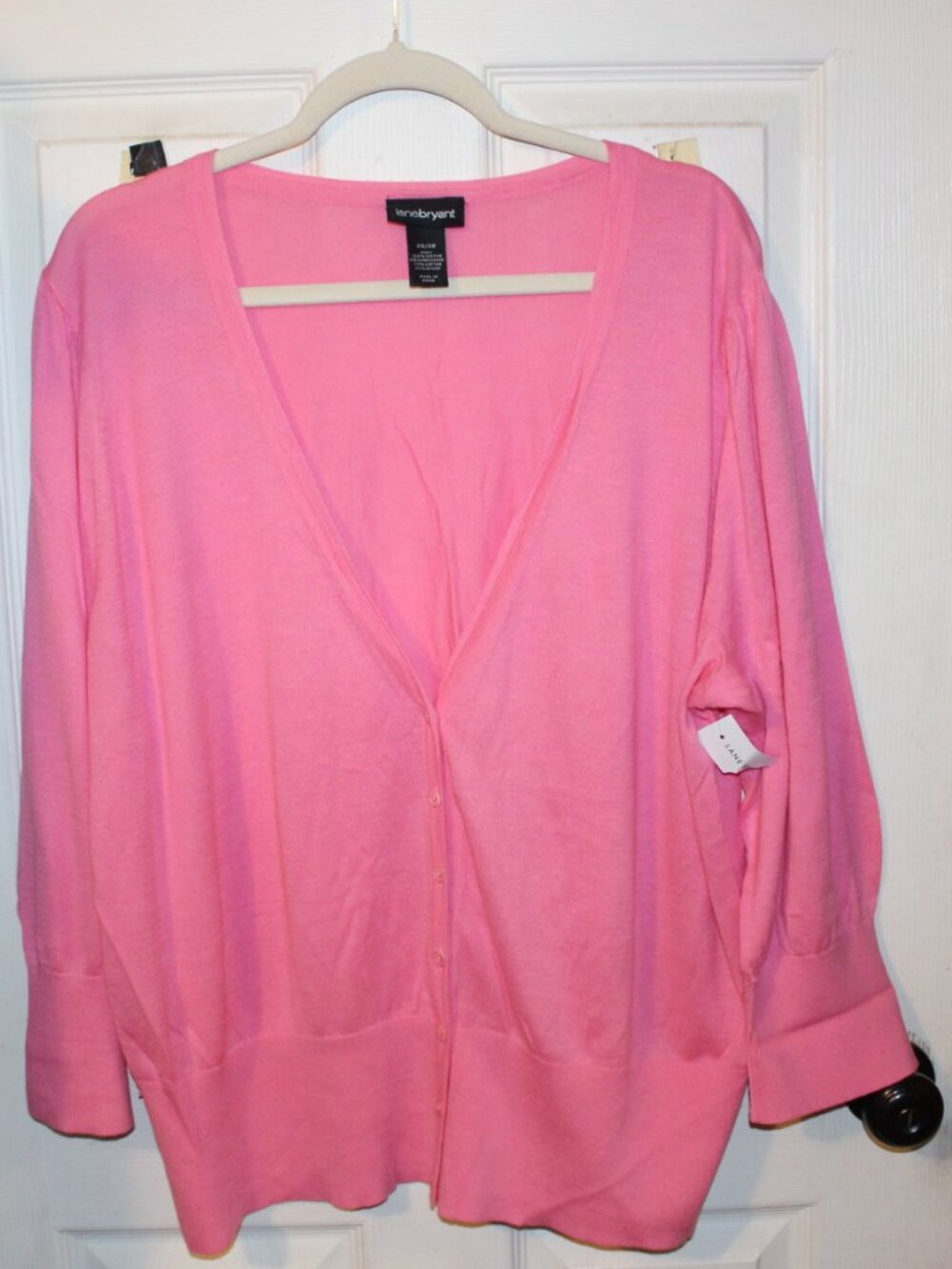 NWT Lane Bryant pink, slight puff sleeve, cardigan, 26/28